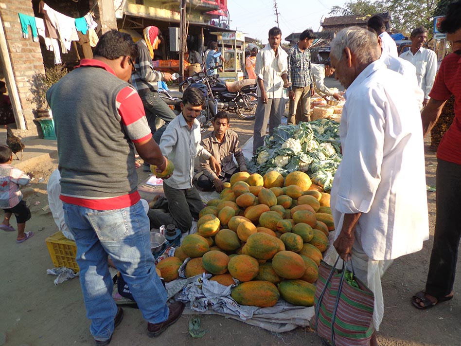 Mr. Rao selling his papayas